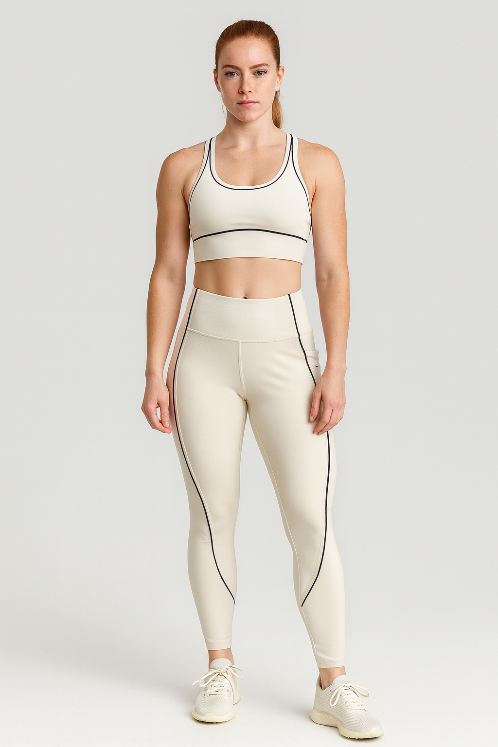 Active wear sports bra with yoga pants set w/contrast trim