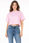 Over size basic cotton spandex crew neck crop t shirts