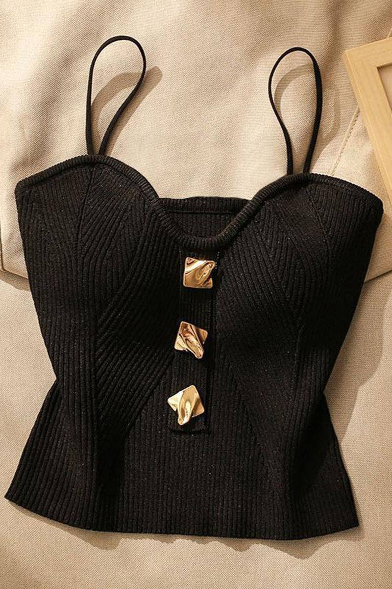 Chic Buttoned Ribbed Camisole