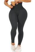 Solid color high waist body shaper toning faja yoga leggings