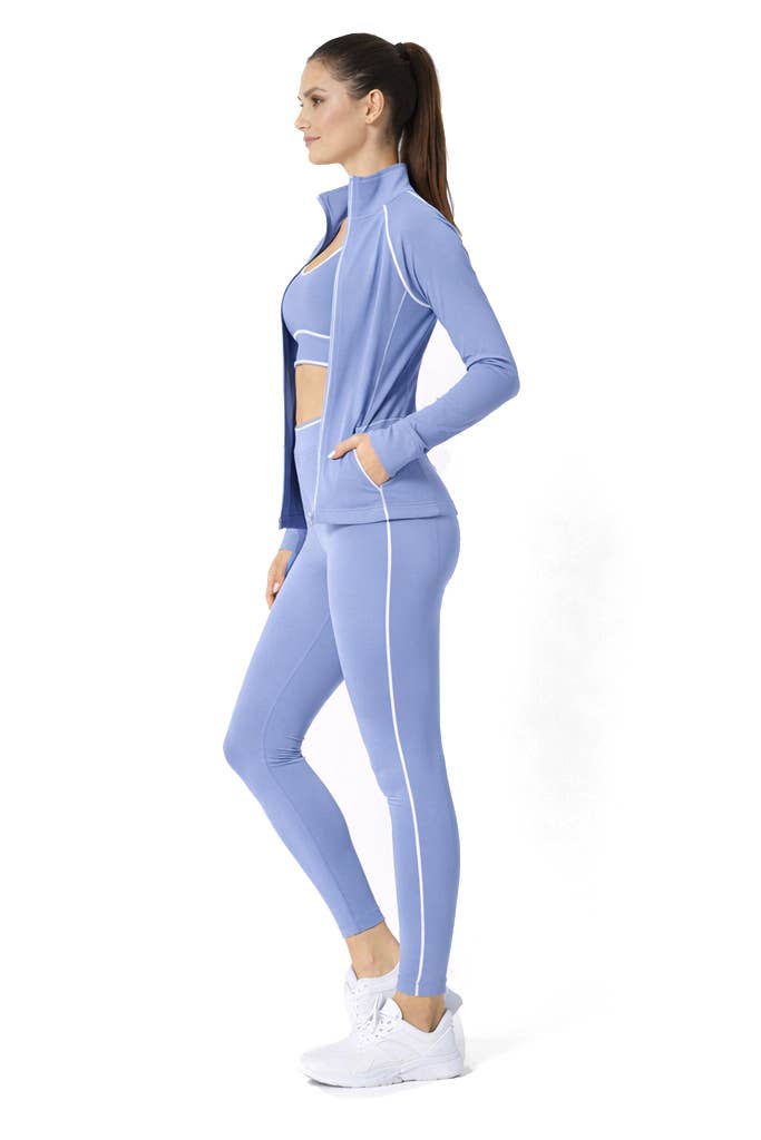 Activewear sports bra with matching legging and jacket 3 pcs