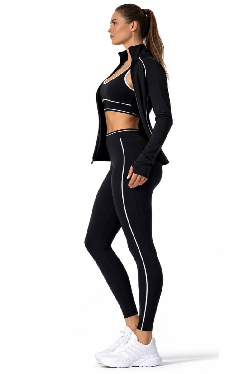 Activewear sports bra with matching legging and jacket 3 pcs