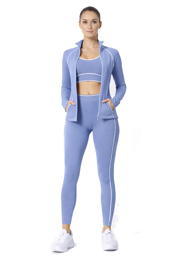 Activewear sports bra with matching legging and jacket 3 pcs