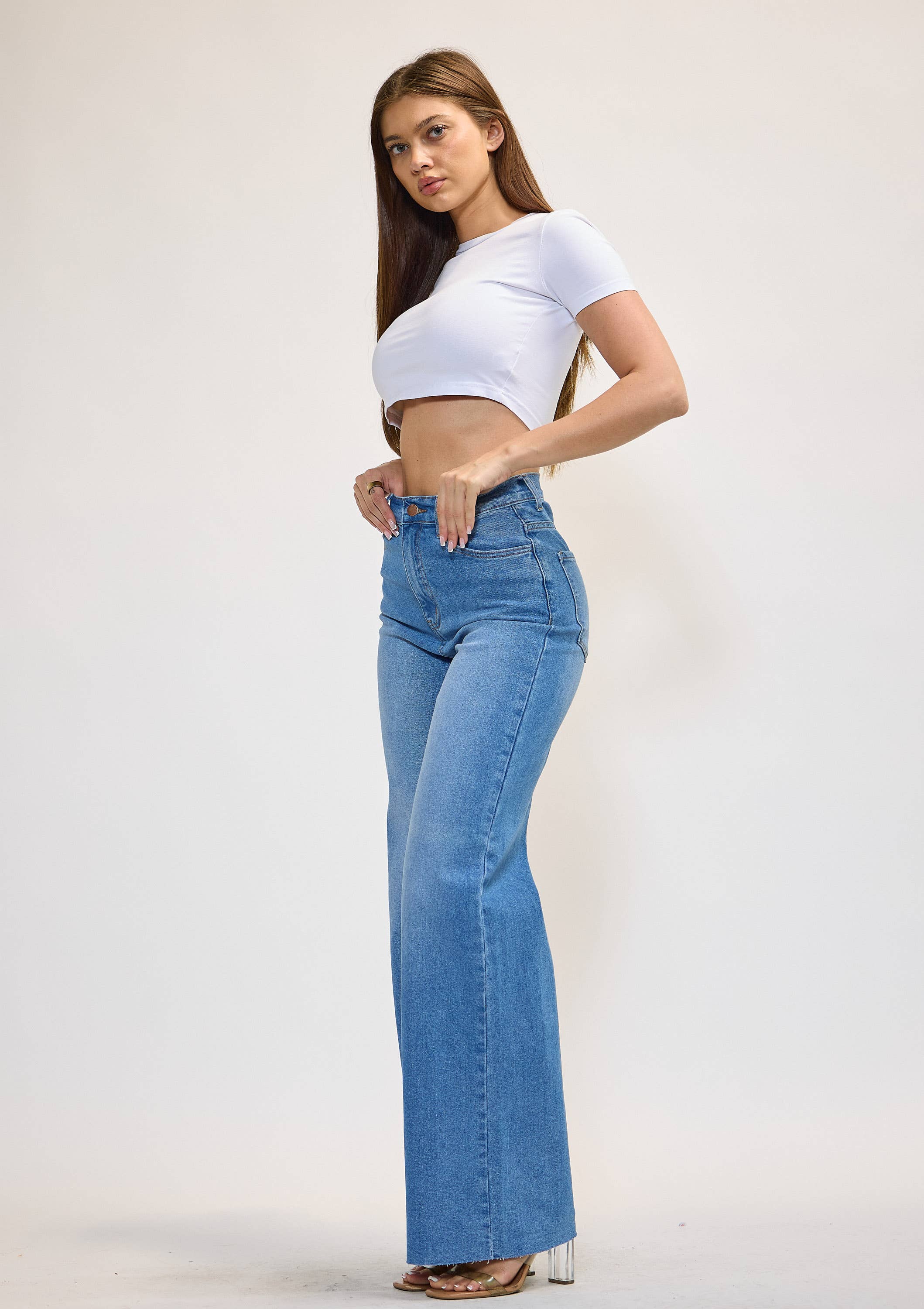 WIDE LEG - Rigid with Comfort Stretch