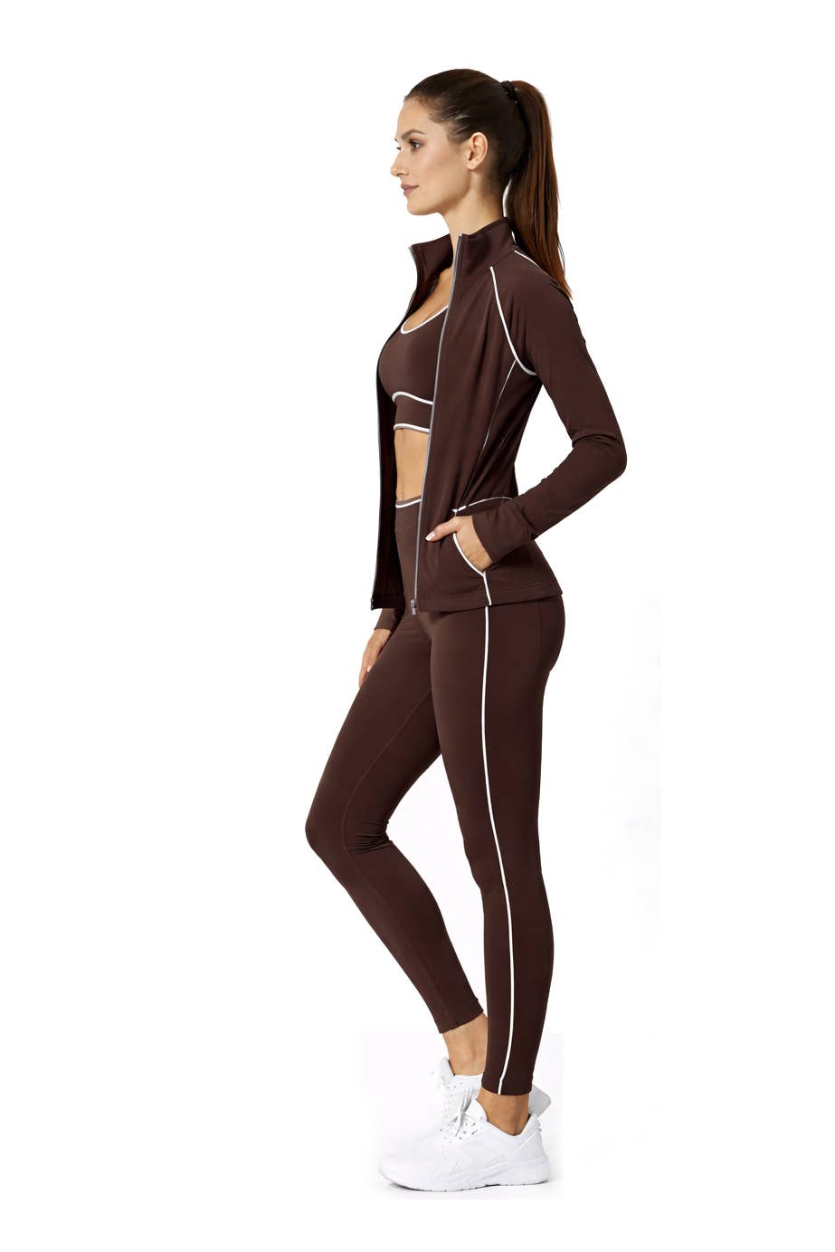 Activewear sports bra with matching legging and jacket 3 pcs