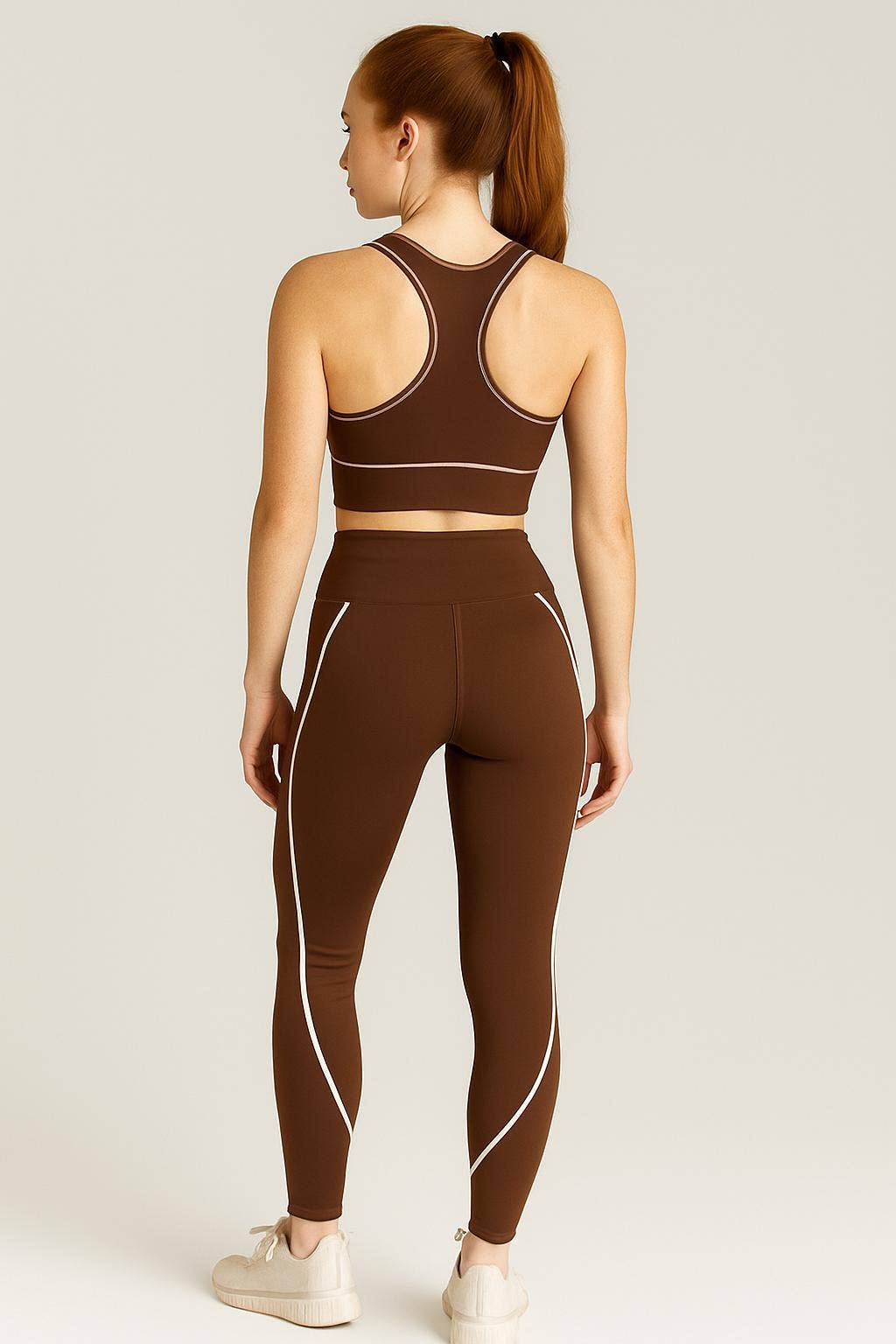 Active wear sports bra with yoga pants set w/contrast trim