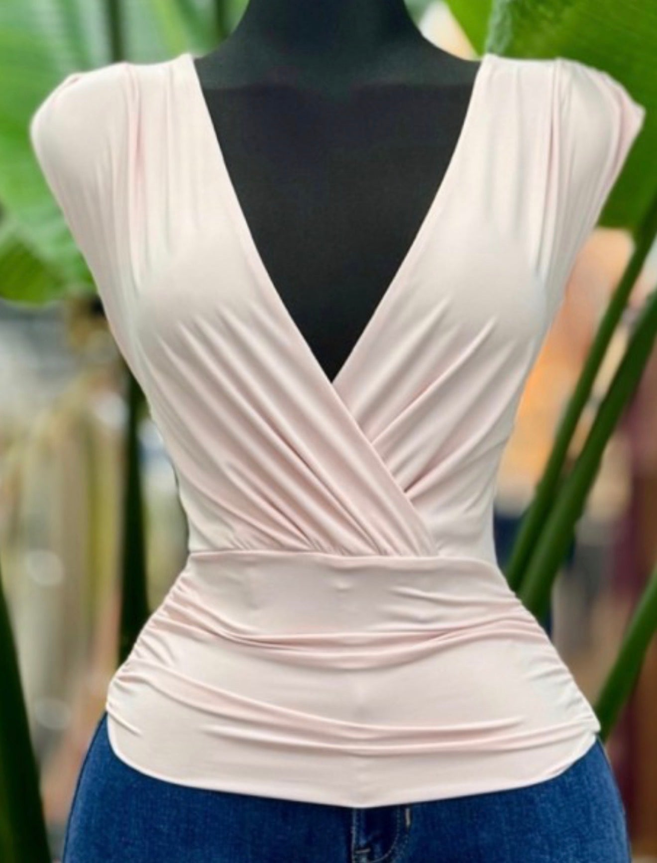 Sleeveless Wrap Top- Blush Pink