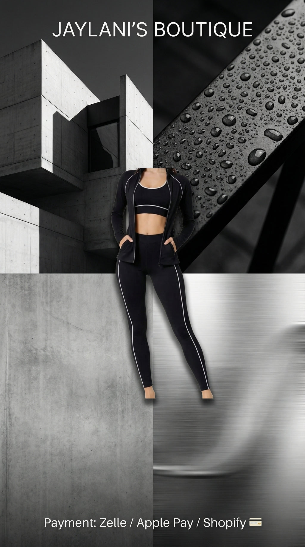 Activewear sports bra with matching legging and jacket 3 pcs