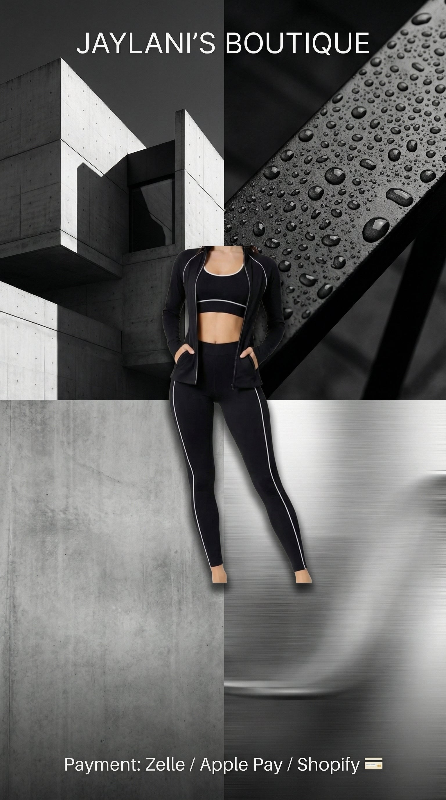 Activewear sports bra with matching legging and jacket 3 pcs