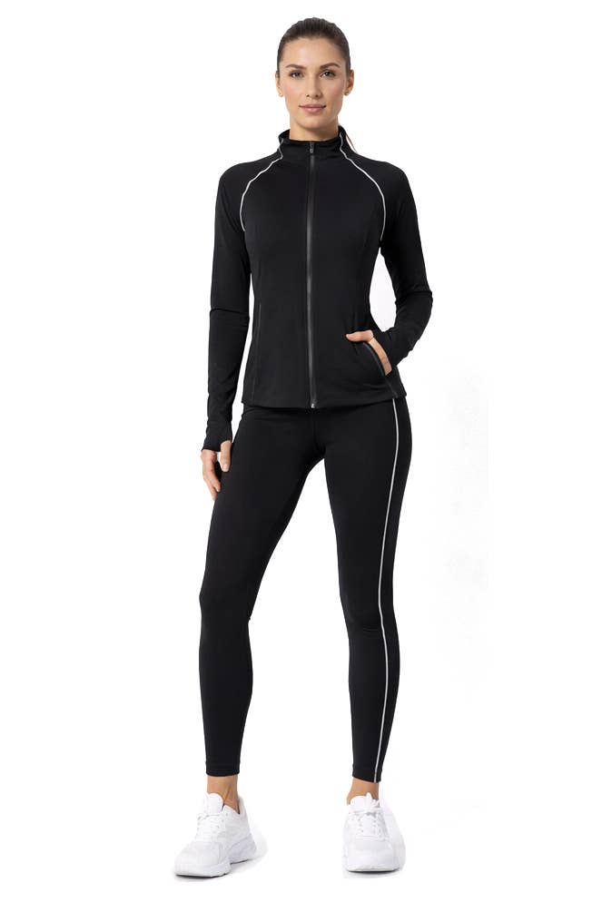 Activewear sports bra with matching legging and jacket 3 pcs