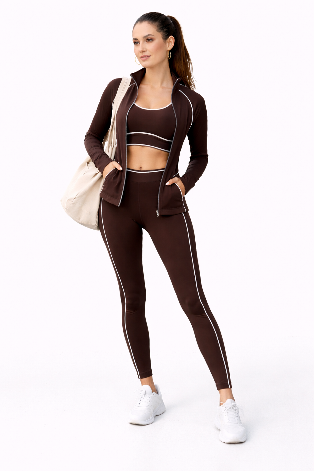 Activewear sports bra with matching legging and jacket 3 pcs